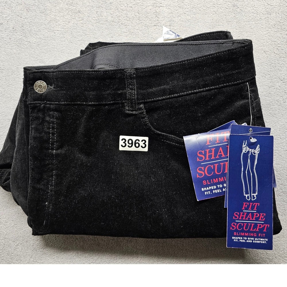 NWT Chaps Corduroy Pants Womens 24W Black Shape Sculpt Slimming Fit Straight Leg - Picture 8 of 9